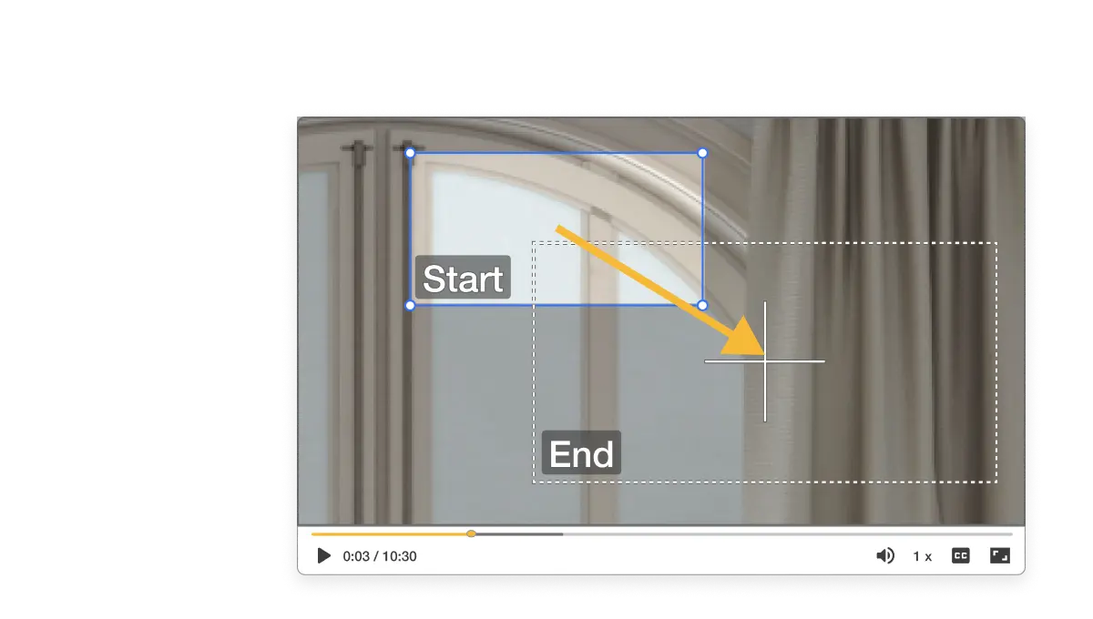 Ken Burns effect start and end point selection in Visla's video editor